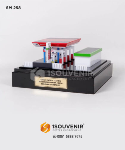 SM 268 Souvenir Miniatur Green Energy Station Pertamina Pom Bensin SPBU