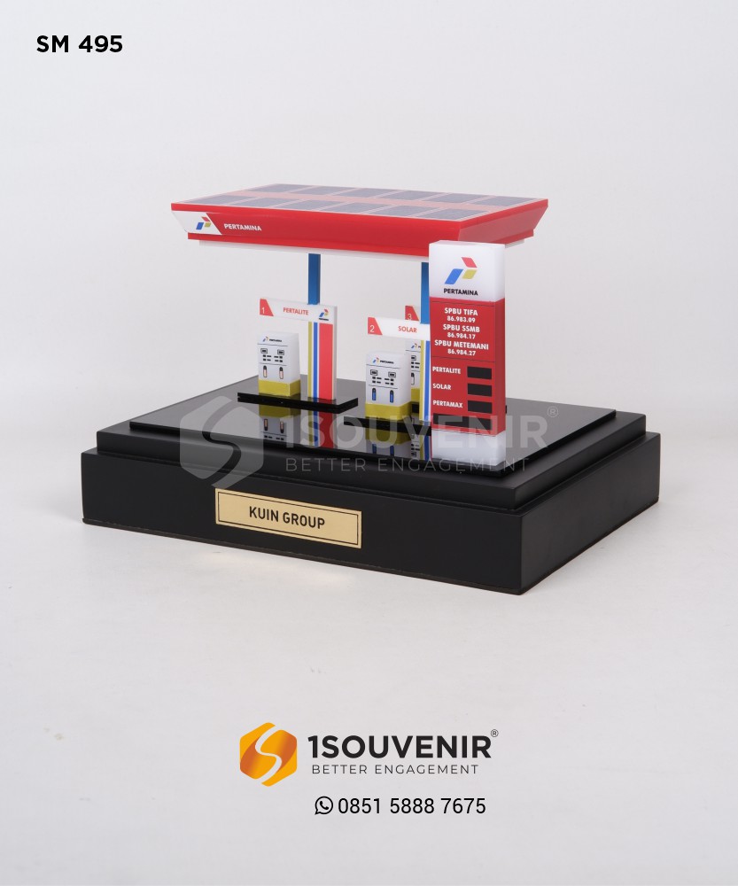 SM495 Souvenir Miniatur Akrilik SPBU Pertamina Sorong Kuin Group