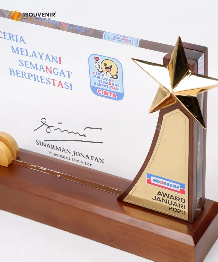 DETAIL-PAK300 Plakat Kayu Akrilik Indogrosir Award
