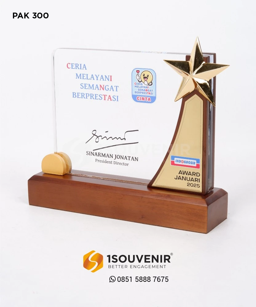 PAK300 Plakat Kayu Akrilik Indogrosir Award