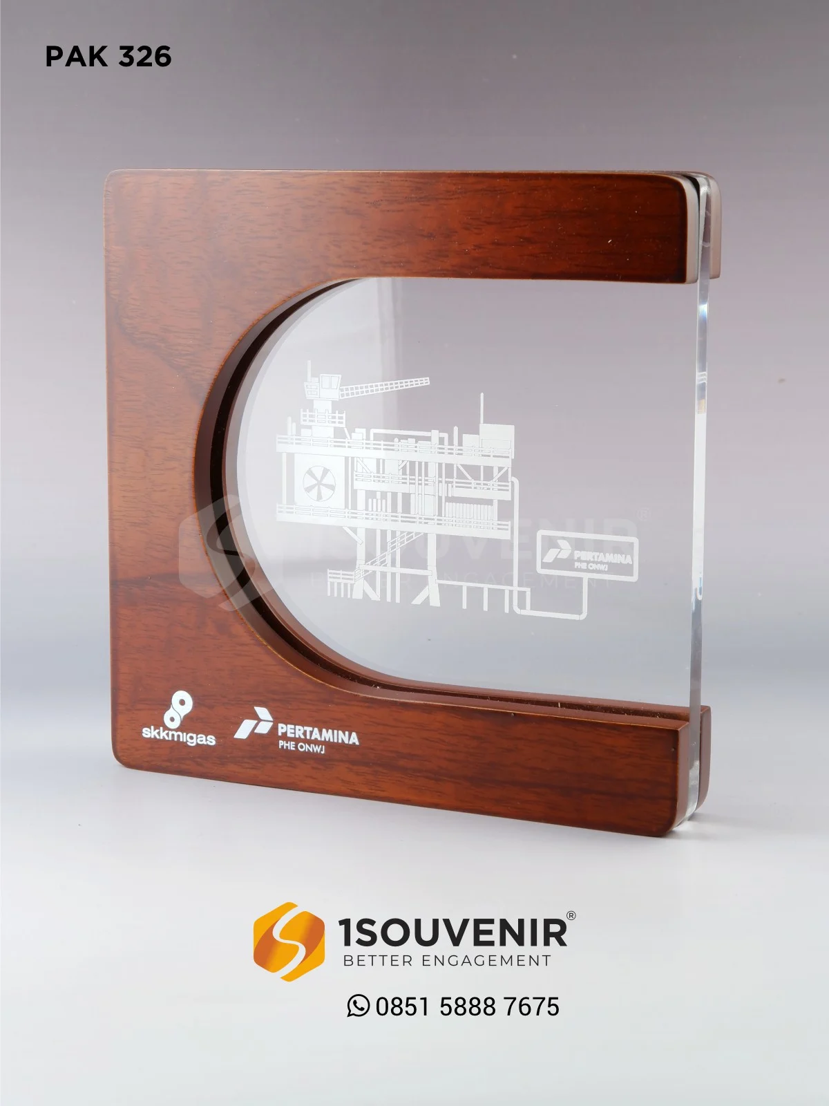 Plakat Kayu Akrilik Rig Onshore Kenang-kenangan dari SKK Migas Pertamina PHE ONWJ PAK326 Plakat Kayu Akrilik Rig Onshore SKK