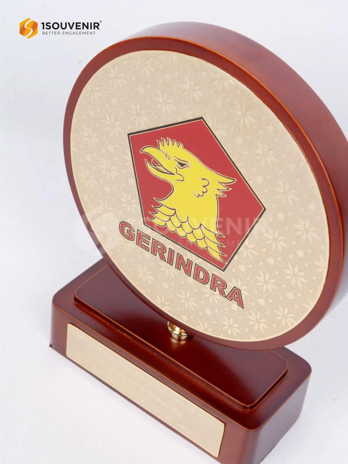Plakat Kayu Bulat Cendera Mata Partai Gerindra DETAIL-PK752 Plakat Kayu Bulat Partai Gerindra
