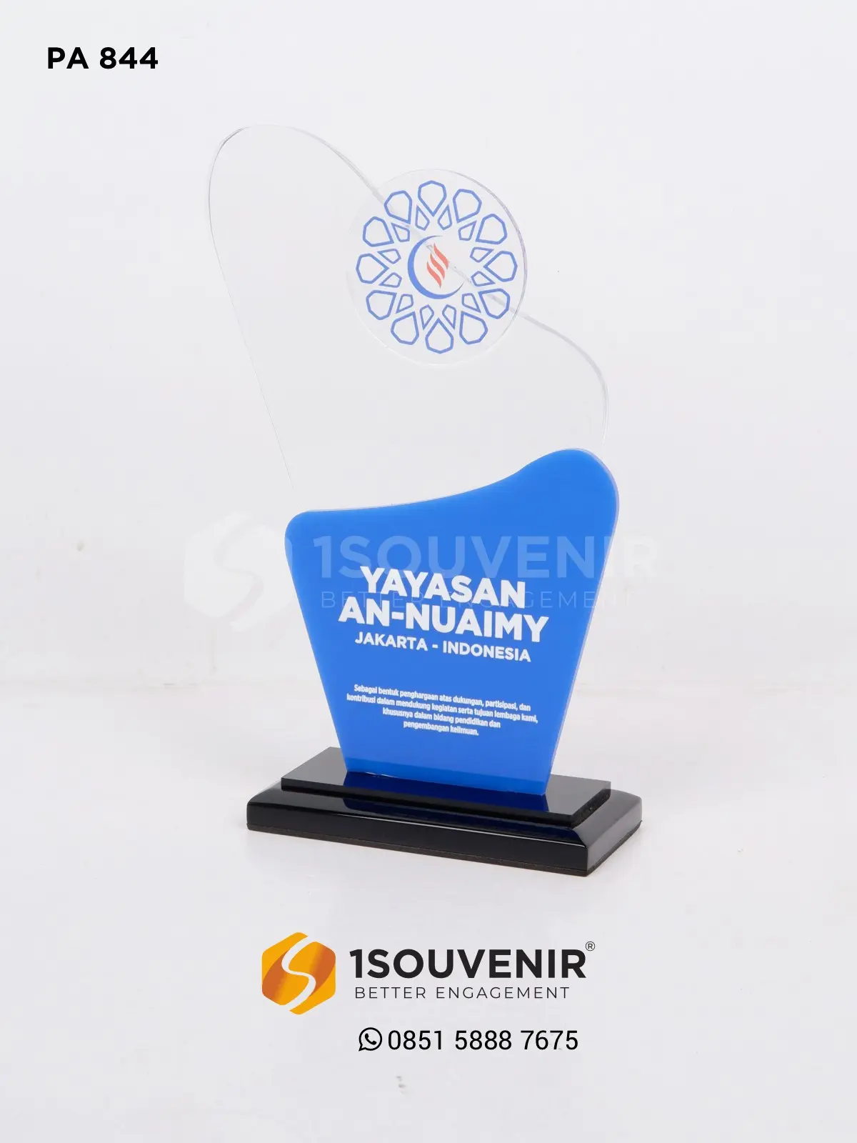 Plakat Akrilik Penghargaan dari Yayasan An-Nuaimy Jakarta Indonesia PA844 Plakat Akrilik Yayasan An-Nuaimy
