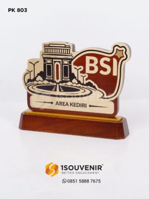 Plakat Kayu Logam Custom BSI Area Kediri